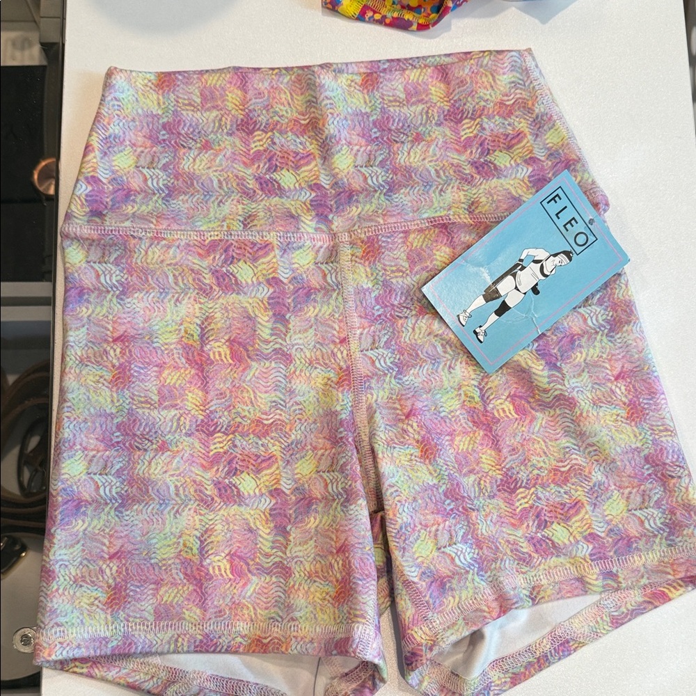 Fleo Pastel Patterned Bike Shorts nwt